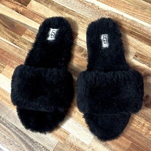 UGG $90 1129670 Women's Fluff Slide II Black Slippers SZ 10